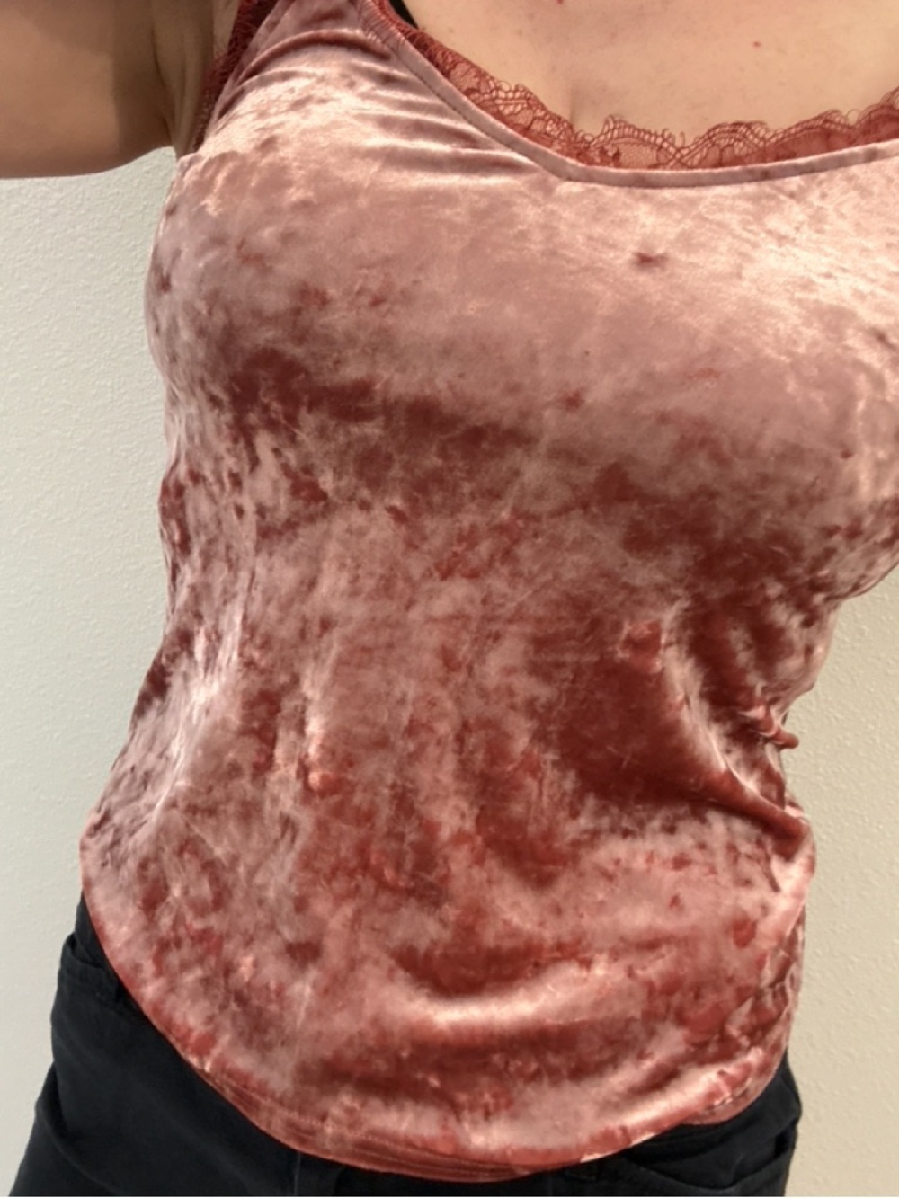 Kimchi Blue Velvet Lace Trim Cami Dusty Rose XS Urban Outfitters